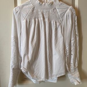Melissa Nepton White Lace Long Sleeve Blouse